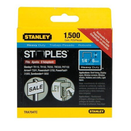 Stanley 1/4 in Heavy Duty Staples, 1500PK TRA704TCS